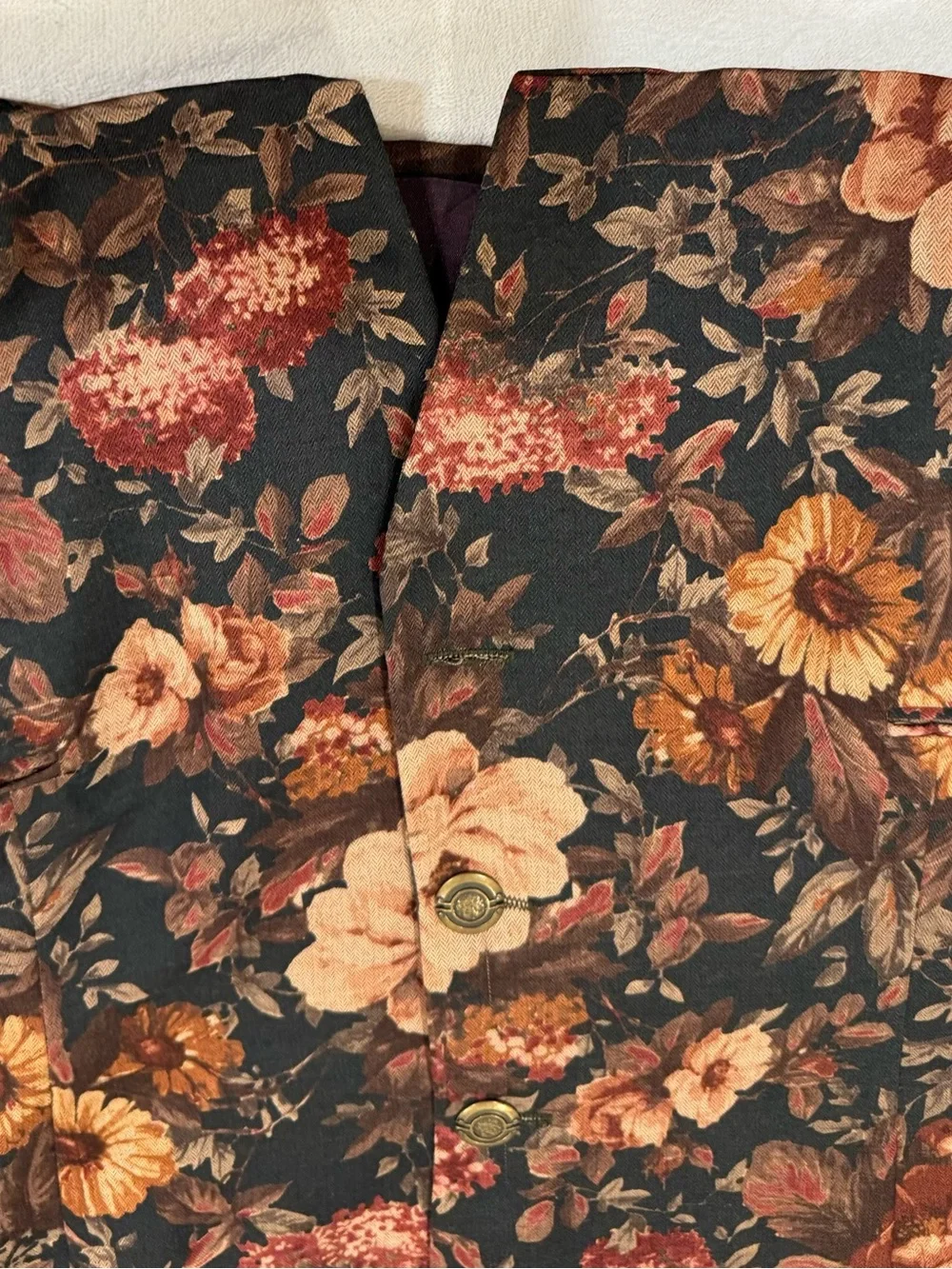 VTG Women’s Jacket & Skirt Set Floral Fall Colors Office Dinner SZ 14